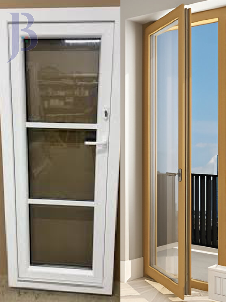 upvc glass door wood and gorgerin bar